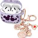 (with Cute Keychain) Girovo Compatible with AirPods Pro 3 Case (2025) Women, Soft Silicone Two-Tone Funny Cartoon Engraved Portable 360 Full Protection Case for Airpod Pro 3rd Gen Lavender/Purple