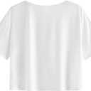 SweatyRocks Women's Casual V Neck Short Sleeve Soild Basic Crop Top T-Shirt (Large)