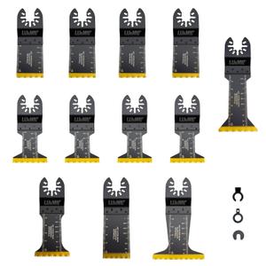 LU&MN Tools Oscillating Multi Tool Blades, Black Titanium Tipped Quick Release Saw Blades for Metal, Nails, Bolts and Screws, Professional Grade (12)