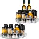 vacane Large 13" Lazy Susan Cabinet Organizer, Non-Skid Lazy Susan Turntable Clear Lazy Susan Tray Storage Containers for Pantry, Kitchen, Countertop, Bathroom-2 Pack