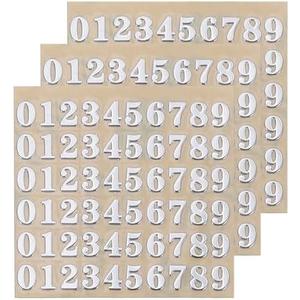 uxcell 3 Sheets 3mm/0.12inch Mini Number Stickers, 3D Alloy Self Adhesive 0-9 Number Sticker for Crafts Scrapbooking Greeting Cards Decors, Silver