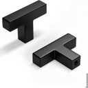 Goldenwarm 5 Pack Black Square T Bar Single Hole Knobs Cabinet Pull Drawer Handles Stainless Steel Modern Hardware for Kitchen and Bathroom Cabinets Cupboard Kitchen Cabinet Knobs