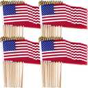 Tegeme 50 Pack Small American Flags on Stick 4 x 6 Inches Handheld Flags with Gold Spearhead for 250th Anniversary, 4th of July, Memorial Day, Parades Patriotic Party Lawn Outdoor Decor