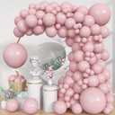 Pink Balloons, 113Pcs Different Sizes Boho Blush Pink Balloon Arch Garland Kit 18/12/10/5 Inch, Dusty Retro Vintage Rose Latex Helium Balloon for Birthday Boho Baby Shower Wedding Party Decorations
