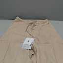 Faleave Women's Cotton Linen Summer Palazzo Pants Flowy Wide Leg Beach Trousers with Pockets (Khaki-S)