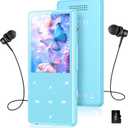 AGPTEK 128GB MP3 Player with Bluetooth 5.4, M6 2.4 inch Music Player with One-Click Recording, Built in Speaker and FM Radio, Touch Buttons(Blue)