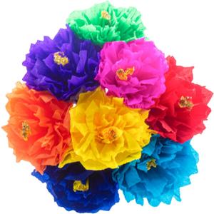 Mexican Crepe Paper Flowers (8 Pack) Party Decoration Flores De Papel para Decoracion De Fiesta Multi Color (Poppies)