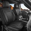 LINGVIDO Truck Seat Covers for 2009-2025 Ram 1500 2500 3500 Crew Cab, Waterproof Faux Leather Seat Covers for Trucks, Full Set Front & Flat Rear, Black