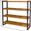 47" 4-Tier Bookshelf Rustic Wood and Metal Industrial Bookshelf for Home Office, Bedroom, Kitchen, Bathroom (Rustic Brown, 4-Tier)