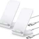 Pixel 9 Pro XL Wireless Charger, 15W Fast Charging Stand for Google Pixel 9/9 Pro/9 Pro Fold/8a/8/8 Pro/7a/7 Pro/6 Pro, 2Pack Android Phone Wireless Charger Stand for Samsung Galaxy S25 S24 S23 S22 (White)