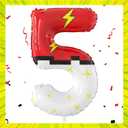 40 Inch Red White Cartoon Theme Number Balloons Large Birthday Party Number Balloons Cartoon Animation for Kids Birthday Party Decoration Supplies (Number 5)