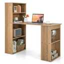 Computer Desk Writing Workstation Office 6-Tier Storage Shelves Natural