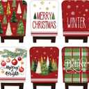 6 Pcs Christmas Chair Covers Christmas Chair Back Covers Xmas Chair Protector Slipcovers Washable Winter Dining Room Seat Covers for Home Hotel Kitchen Decorations (Red Green Christmas)