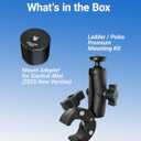 [New Version] Starlink Mini Mount (Easy-to-Tighten Heavy-Duty) Ladder Roof Rail Pole for RV Camper Boat Guardrails, with Adjustable Clamp, New Adapter ORLN'K SE