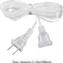 3 x 196 Inch Power Extension Cable, Portable String Curtain Fairy Light Extension Cord Clear Line Power Extension Cable for Christmas Lights Easy to Install LED Strip Lights