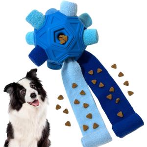 Snuffle Ball for Dog Toys Unbreakable Upgrade Ball Interactive Toy Foraging Snuffle Mat Puppy Treat Dispenser Slow Feeder Dog Puzzle Toys for Small, Medium, Large Pets (Blue)