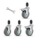 4Inch Plug-in casters for Stainless Steel Furniture Legs,Cart,Workbench(1 Square Tube Plug-in casters,4PCS/1200lbs)