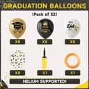 Foilswirl 4 Sets Graduation Party Balloons 2026 Congrats Grad Table Centerpieces Graduation Party Decorations 12 Inch Black Gold Balloon Stand Table Kit Confetti Latex Balloons for Grad Cap Supplies