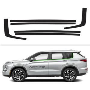 Side Window Chrome Delete Vinyl Wrap Overlay fit for 2022 2023 2024 Mitsubishi Outlander with Blackout Film Gloss Black Kits Accessories