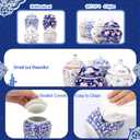 Set of 4 Small Blue and White Chinoiserie Porcelain Vases - Ginger Jars for Home Decor, Bedroom, Living Room, Console Table Top Decor - Table Accent Shelf (Vibrant)