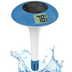 Pool Thermometer Floating Easy Read Solar Powered Floating Digital Temperature Gauge for Accurate Testing, IPX-8 Waterproof,Big LCD Screen for Easy Reading, C/F Display