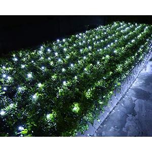 Joomer Christmas Net Lights - 12FT x 5FT 360 LED Plug-in Mesh Lights, Waterproof with 8 Modes, Timer, Connectable for Bushes, Trees, Garden, Outdoor Christmas Decor (Green Wire, White)