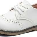 DADAWEN Toddler Boys Girls Dress Shoes Comfort Oxford Shoes Wedding Church Dress Shoes Lace Up School Uniform Loafer Flats White US Size 5 M Toddler