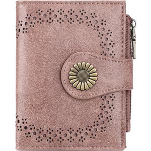 SENDEFN Small Wallets for Women Bifold RFID Blocking Leather Card Holder Compact Wallet with Zipper Coin Pocket