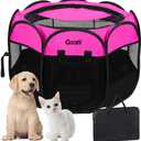 GOOZII Pet Cat Playpen for Indoor Cats Enclosed, Portable Foldable Dog Playpen Outdoor Tent Crate Cage with Zipper Top Cover Door for Kitten Puppy Outside Rv Car Camper (Small Size, Pink)