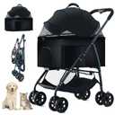 3-in-1 Pet Dog Stroller, Dog Wagon with Removable Carrier, Cat Stroller for Medium Dogs Up to 55lbs (Black)