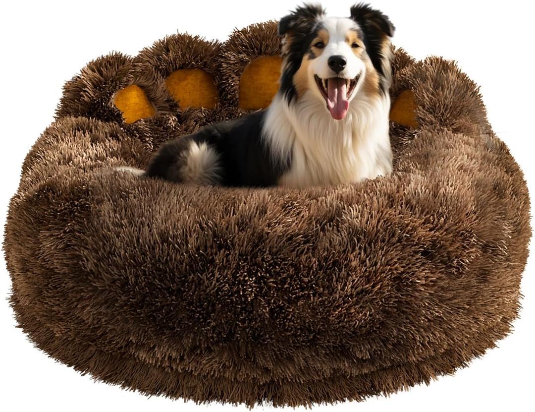 Cute Dog Bed Medium Size Dogs Beds Couch Pet Bed with Washable Removable Cover Egg Crate Foam Waterproof Orthopedic Dog Beds(Khaki,L)