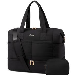 LOVEVOOK Travel Duffle Bag - Puffer Weekender Bags For Women with Shoe Compartment,50L Carry On Overnight Duffel Bags For Airplanes,Hospital Bag for Labor and Delivery,2Pcs