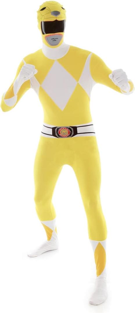 Morphsuits Yellow Power Ranger Costume Adult Men, Power Ranger Costume Adult, Funny Costumes for Adults (Medium)