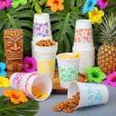 Yungyan 100 Pack 12 oz Hawaiian Luau Party Decorations Cups Tropical Disposable Plastic Flower Drinking Cups for Summer Birthday, Beach Party, Pool BBQ, Picnic