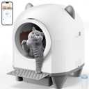 Automatic Cat Litter Box Self Cleaning, 80L Large Automatic Cat Litter Box Self Cleaning for Multiple Cats with APP Control, Odor Removal Includes 1 Roll Garbage Bags, aWhite