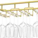 Nuovoware Wine Glass Rack, 4 Rows Wine Glass Holder Storage Hanger Metal Organizer Under Cabinet Stemware Rack for Bar Kitchen Cabinet, Nano Golden (4 Rails 1 PCS)