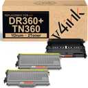 v4ink Compatible DR360 Drum TN360 Toner Replacement for Brother DR360 TN360 Toner Drum Set for DCP7030 DCP7040 DCP7045 HL2120 HL2140 HL2150 HL2170 MFC7320 MFC7340 MFC7345 MFC7440 MFC7445 MFC7450