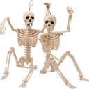 JOYIN 2 PCS 24 Halloween Skeleton Decor, 2 FT Full Body Stayable Posable Skeletons for Halloween, Yellow Human Plastic Bones with Movable Joints for Spooky Indoor Outdoor Decoration, Graveyard Prop