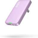 65W GaN USB C Charger, Ultra-Slim Wall Charger (Dual USB-C + USB-A) with PD3.0/PPS, Foldable Plug for Travel for MacBook, Laptops, Tablets, iPhone (Lavender Pink-65W)