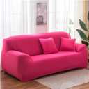 Stretchable Couch Covers, Couch and Loveseat Covers Solid Color Sofa Cover Rose Red, Cover: 64*50 in, Pillow Case: 16*16 (Polyester 2 Seater)