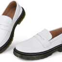 CLAKBLRG Women's Loafers Classic Penny Loafers for Women Fashion Driving Moccasins Women (6, White)