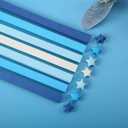 400PCS Premade Origami Lucky Paper Stars For Chirstmas New Year Eve Graduation Party Favor Anniversary Wedding Valentines Day Gift Origami Wishing Stars For Classmate (Blue Series)