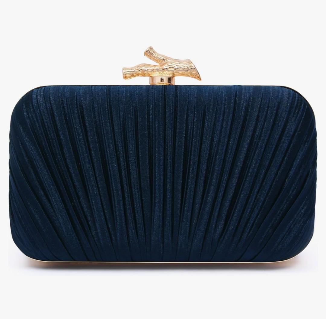 Purses for Women Evening Bag Handbags Formal Pleated Clutch Bag with Chain for Prom Wedding Party Black-tie affairs
