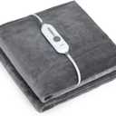 WOOMER Heated Throw Electric Throw(50"x 60"), Soft Flannel Fast Heating Blanket, 4 Heating Levels & 4H Auto Off, Machine Washable, Over-Heat Protection