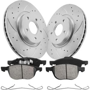 Front Brake Kit Compatible with Select Ford and Volvo Models - Escape 2013-2019, C30, C70, S40, V50|Anti-Rust Geomet Coated Brake Rotors Brake Pads| 11.8in|D1044-7947 & 34364 |Front Rotors