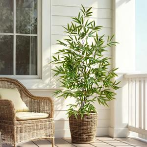 Tall Faux Plastic Silk Plants Large Artificial Bamboo Trees Indoor Outdoor Realistic Floor Plant Potted Fake Bamboo Tree for Home Living Room Office Front Porch Outside Patio Decor Housewarming Gift
