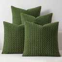 Kevin Textile Spring Throw Pillow Covers Pack of 4 Spring Super Soft Boho Corduroy Decorative Pillow Covers Cases Solid Color Plush Texture Throw Pillows for Sofa Couch Chair 18x18 Inch, Green