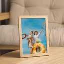 MECCANIXITY 7x9 Picture Frame, Solid Oak Wood Photo Frame 7x9 Frame Display 5.5x7.5 Optical Clear Acrylic Sheet Wall Mounting and Tabletop Display, Natural Wood, 1Pcs