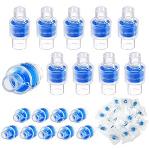 Qualirey 20 Pcs HME Heat Moisture Exchange Filter in-Line Humidification Solution Unit Individually Sealed Packaging HME Filter Replacement for Tracheostomy Supplies