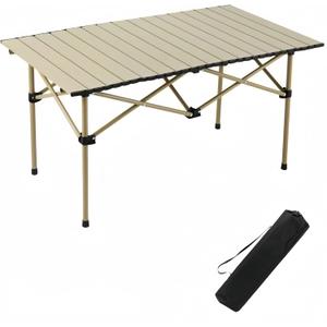 Folding Camping Table, Portable Beach Table,with Portable BagSuitable for Indoor, Outdoor, Camping, Backyard, Party, Patio, The Yellow Camping Table at The Beach (large size 37"D x19.7"W x21.5"H)